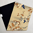 ウツギに小鳥の染め名古屋帯 帯裏