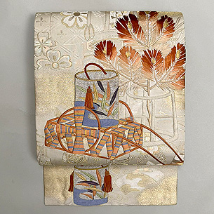 「松風」文様刺繍の袋帯