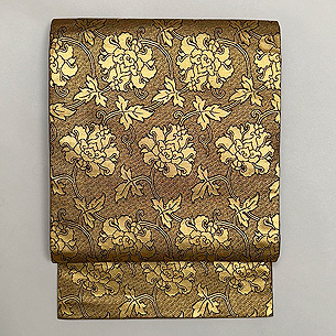 二重蔓中牡丹唐草金蘭袋帯 龍村晋作