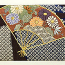 扇面に押し絵、刺繍文様の名古屋帯 前柄