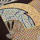 扇面に押し絵、刺繍文様の名古屋帯 質感・風合