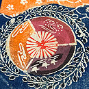 古紅型雲取り文様の名古屋帯 質感・風合