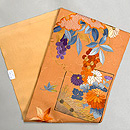 洗朱、菊南天の刺繍名古屋帯　帯裏