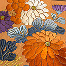 洗朱、菊南天の刺繍名古屋帯　質感・風合