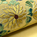 綴れ地鳥の子色蘭菊に梅文刺繍名古屋帯　質感・風合