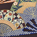 疋田の扇面文に刺繍の名古屋帯　質感・風合