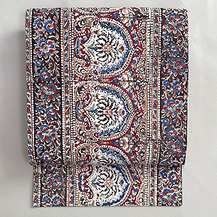 白地インド更紗の名古屋帯