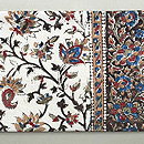 白地インド更紗の名古屋帯　前柄