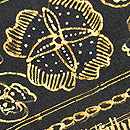 ジャワ更紗クルック黒の名古屋帯　質感・風合