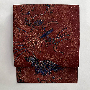 ジャワ島クルック地方海老茶の名古屋帯