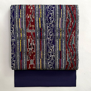 ラオス赤と紫の名古屋帯