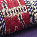 ラオス赤と紫の名古屋帯　質感・風合