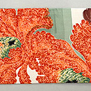 大牡丹にボーダーの名古屋帯 前柄