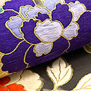 黒地小手毬に牡丹の名古屋帯 質感・風合