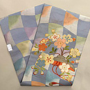 市女傘に枝垂れ桜文様の名古屋帯　帯裏