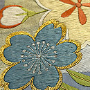 市女傘に枝垂れ桜文様の名古屋帯　質感・風合