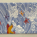 荒波に千鳥鬼縮緬の名古屋帯 浦野理一作　前柄