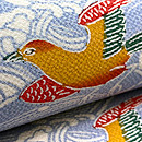 荒波に千鳥鬼縮緬の名古屋帯 浦野理一作　質感・風合