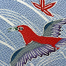 荒波に千鳥鬼縮緬の名古屋帯 浦野理一作　質感・風合