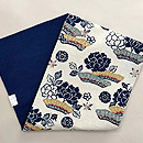 東雲縮緬地柴垣に牡丹の名古屋帯 浦野理一作　帯裏