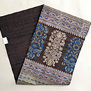 サリー崩し茶タッサーシルクの名古屋帯 帯裏