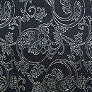 スミ黒の唐花文中型の名古屋帯　前柄