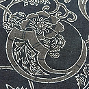 スミ黒の唐花文中型の名古屋帯　質感・風合