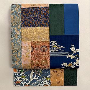 桜に松江戸裂の寄せ名古屋帯