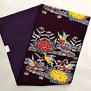 流れに菊と鴨鬼縮緬の名古屋帯　帯裏