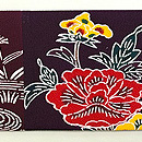 流れに菊と鴨鬼縮緬の名古屋帯　前柄