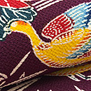 流れに菊と鴨鬼縮緬の名古屋帯　質感・風合