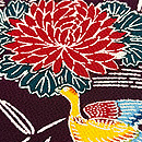 流れに菊と鴨鬼縮緬の名古屋帯　質感・風合