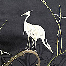 猫柳に白鷺の刺繍昼夜帯　質感・風合