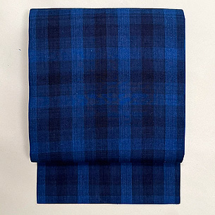 格子文本場結城の名古屋帯