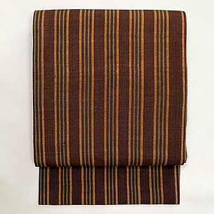 茶の縦格子名古屋帯