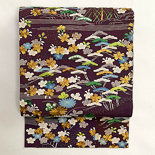 紫紺染め江戸裂の名古屋帯