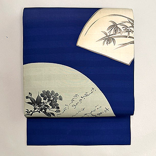 地紙文様の染め名古屋帯