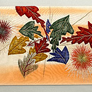 アザミに蝶の刺繍名古屋帯　前柄