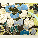 牡丹に枝垂れ桜文様の名古屋帯　前柄