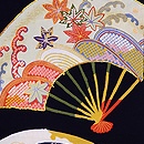 扇面散らしの黒羽織　質感・風合