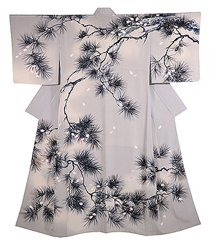 老松に桜吹雪訪問着