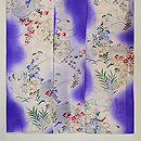 紫暈しに花と虫かごの単衣小紋　上前