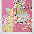 ピンク地虫かごの付下　上前