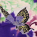 江戸紫に蝶々の単衣付下　質感・風合