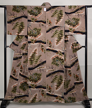 秋の山野図小紋