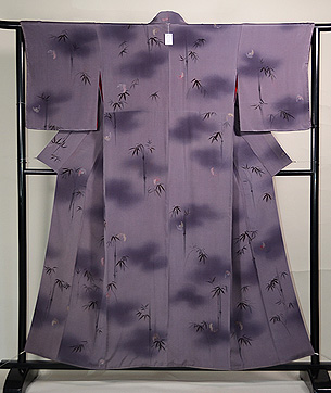 竹林にふくら雀の小紋