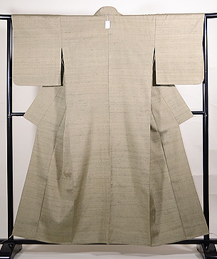 よもぎ色伊兵衛織単衣