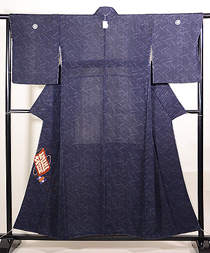 江戸小紋に凧の刺繍付下