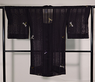 蜻蛉刺繍縦紗羽織