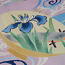 流水に夏の花盃文様絽縮緬色留袖　質感・風合